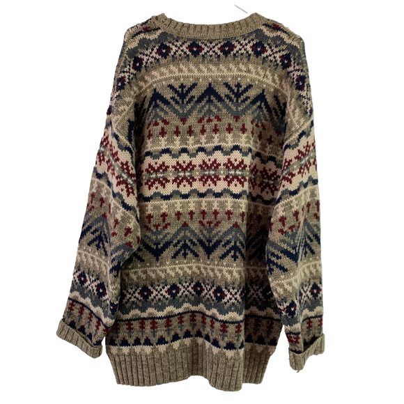 Vintage 90s Abercrombie & Fitch The Big Sweater Wool Fair Isle Size XL - Picture 6 of 6